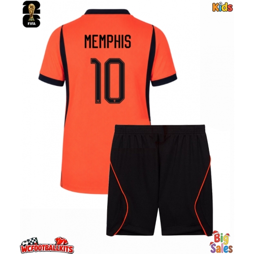 Netherlands Memphis Depay #10 Replica Home Stadium Kit for Kids World Cup 2026 Short Sleeve (+ pants)